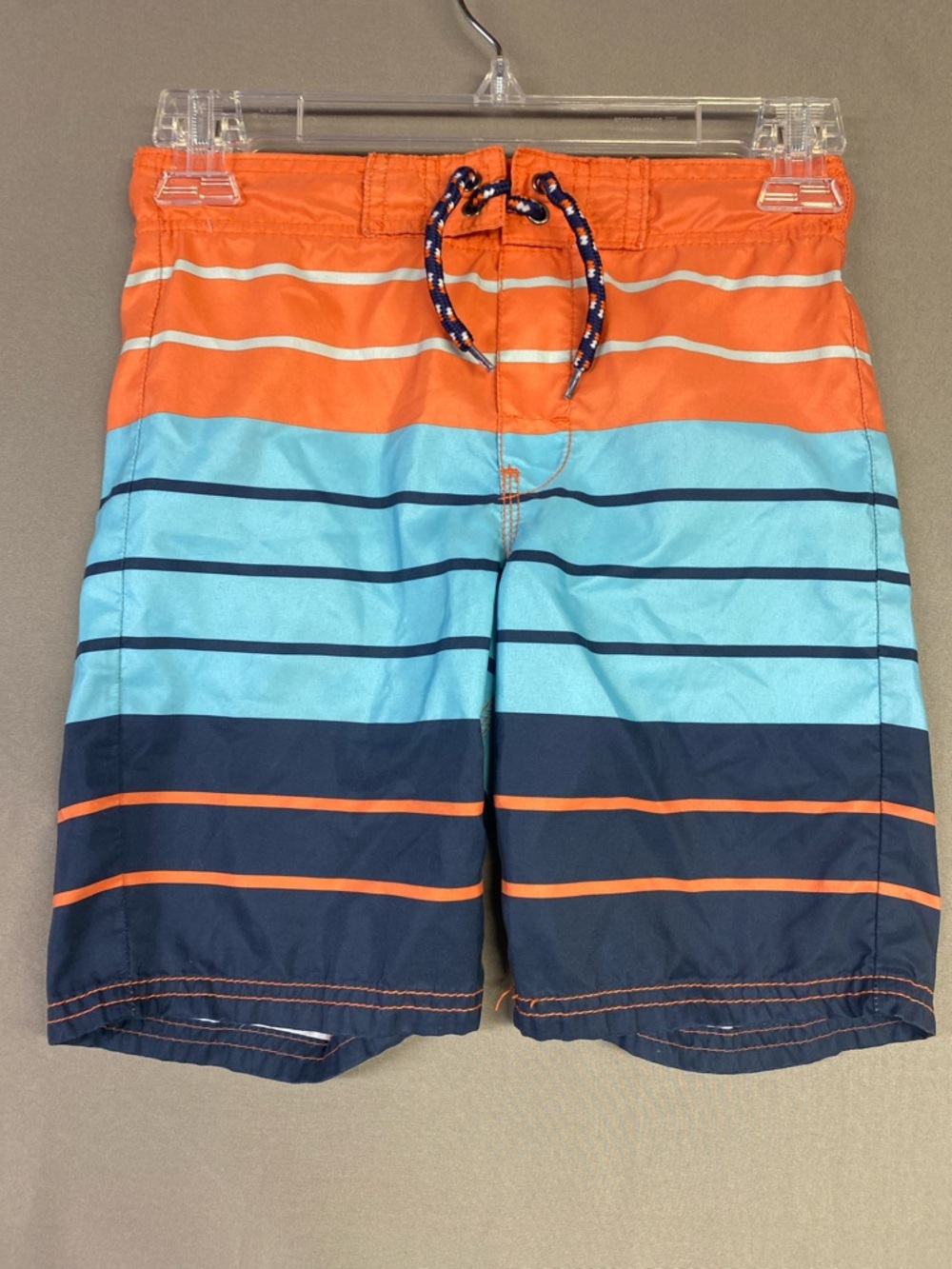 OshKosh B'gosh Boys Orange & Aqua Striped Swim Shorts Size 7